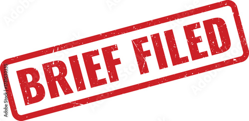 A distressed red rubber stamp impression clearly displays the official text BRIEF FILED ready for legal documentation
