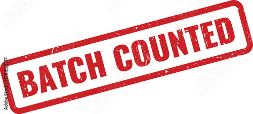 Important red grunge rubber stamp mark displaying the official text Batch Counted