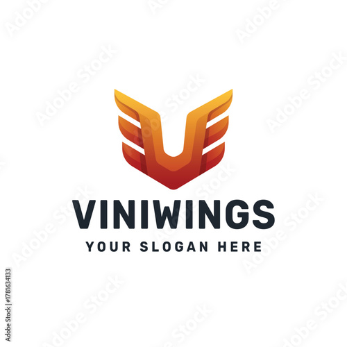 Winged V Logo – Abstract Letter Symbol for Speed, Power, and Modern Branding