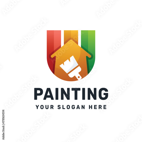 Paint House Logo – Abstract Home Renovation Symbol for Property, Interior Design, and Painting Services