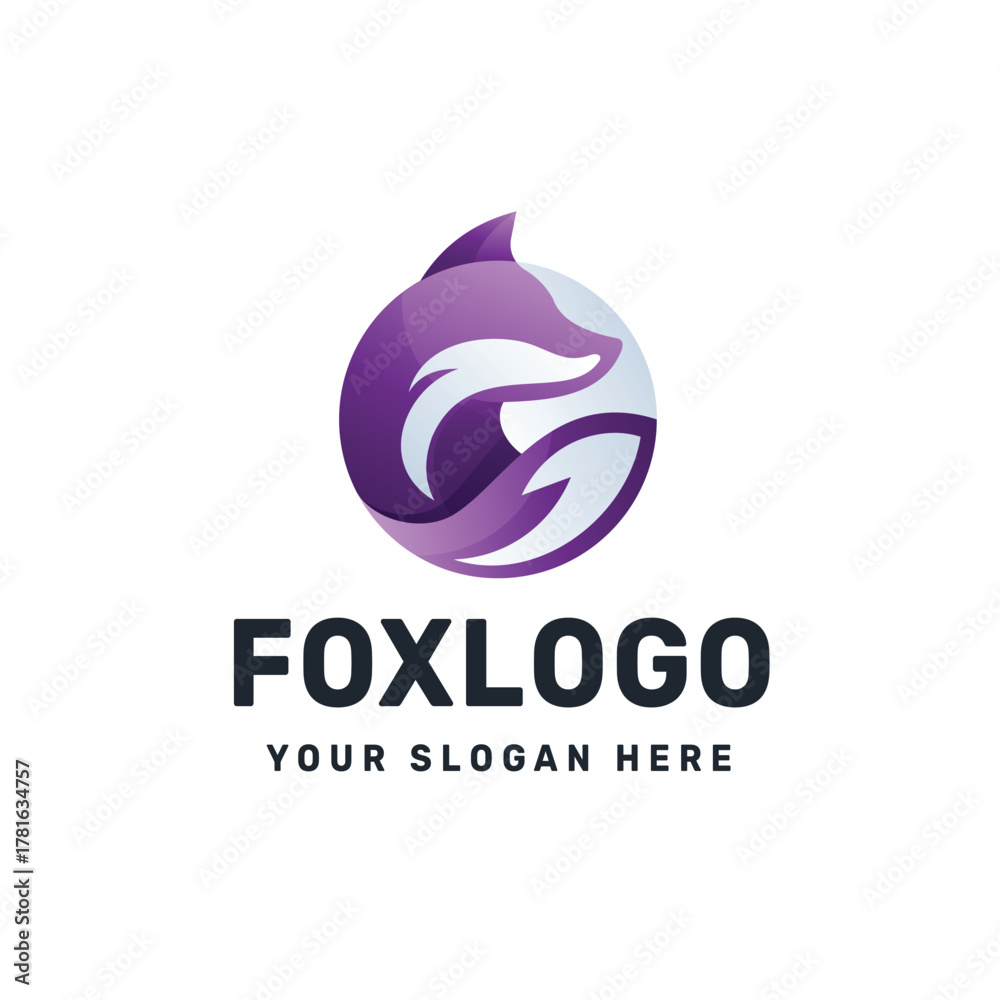 Obraz premium Fox Circle Logo – Abstract Animal Symbol for Tech, Agile, and Elegant Branding