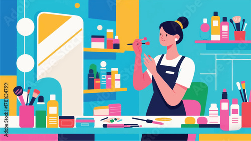 Woman Make-up Illustrator Artwork Banner Background Design Template 