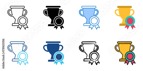 trophy icon set multiple style vector collection 
