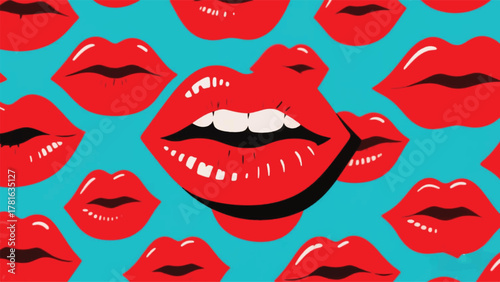 Sensual Red Lips Illustrator Artwork Banner Background Design Template 