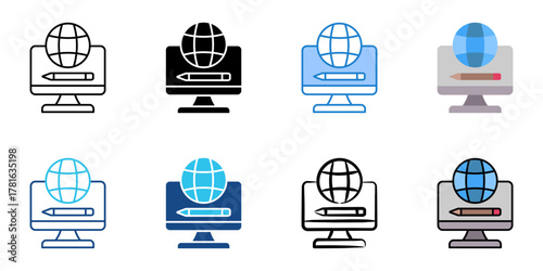 knowledge icon set multiple style collection 
