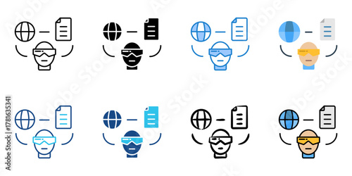 virtual learning icon set multiple style collection 
