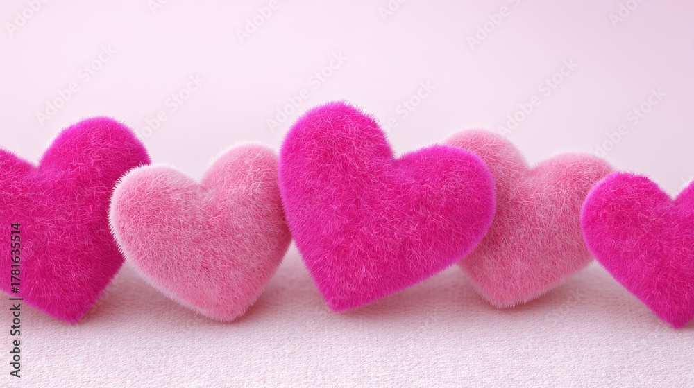 Fototapeta premium Vibrant pink hearts pattern on pristine white background celebrating love and romance in sweet joyful design.