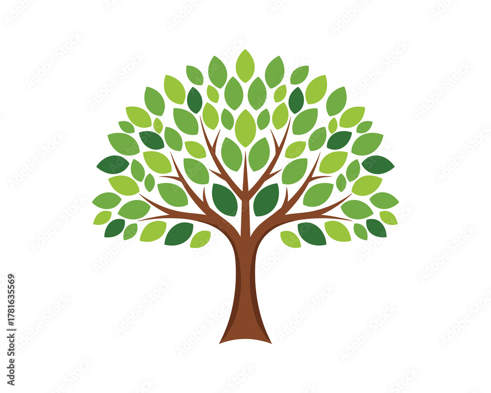 Obraz premium Tree with green leaves environmental logo design representing nature ecology and sustainability growth