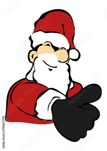 Der Weihnachtsmann zeigt Daumen hoch