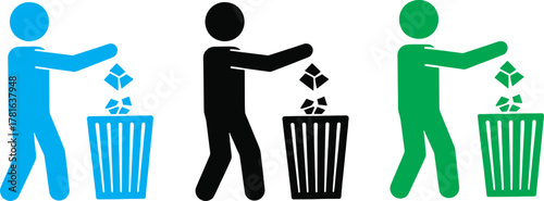Throw Trash Icon – Waste Disposal Silhouette Vector Clipart