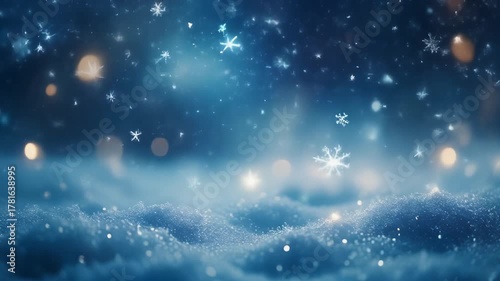 Glowing misty snow with floating particles, cinematic scientific energy simulation