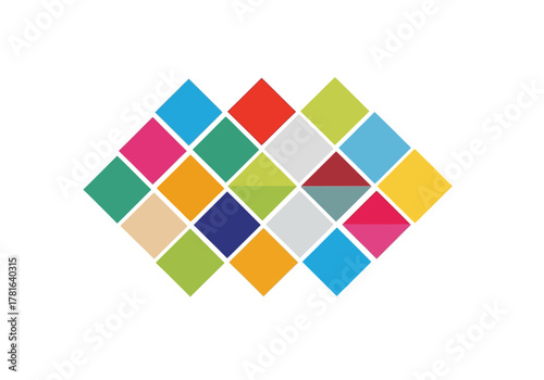 Colorful diamond pattern abstract design with vibrant geometric shapes.