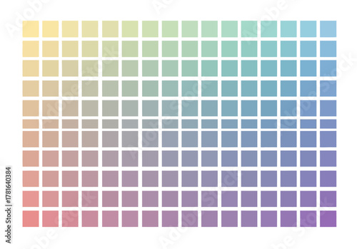 Color palette grid showcasing a spectrum of hues and shades for design inspiration.