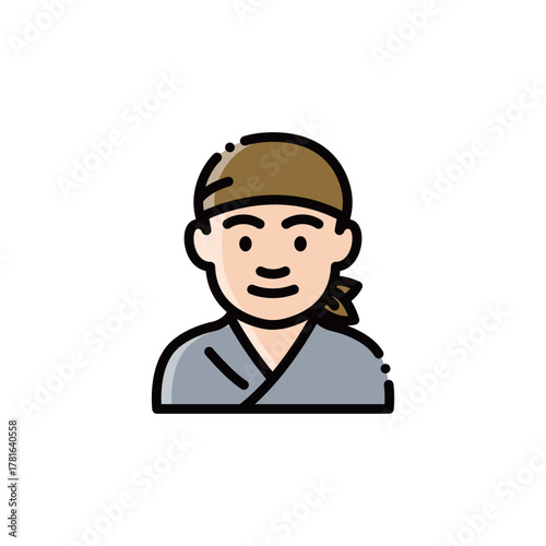 This image shows a confident craftsman with headband. Ideal for artisan or traditional job designs, with scalable vectors.