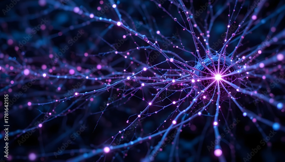 Fototapeta premium Abstract Neural Network with Bright Energy Currents