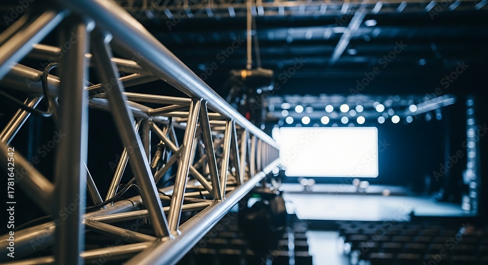 Fototapeta premium Event Stage Setup with Trussing and Blank Screen.