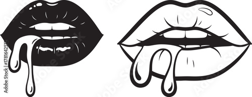 Two dripping lips silhouette opposite colors