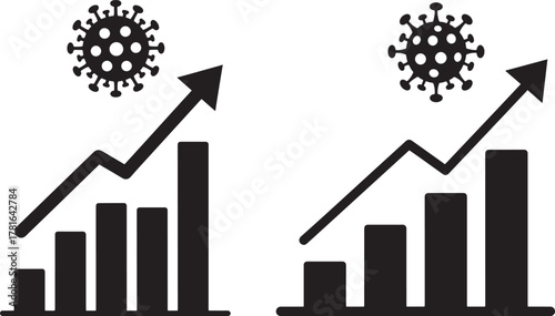 Coronavirus pandemic rising infection rates graph silhouette