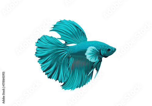 Elegant turquoise betta fish gracefully swimming with flowing fins and vibrant colors.
