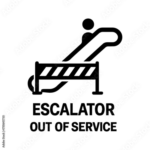 Escalator out of service icon with transparent background — safety signage indicating the escalator is not operational and should not be used