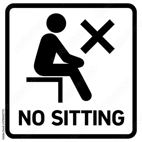 No sitting on steps staircase icon with transparent background — safety signage warning against sitting on stairs to prevent obstruction and accidents in public areas