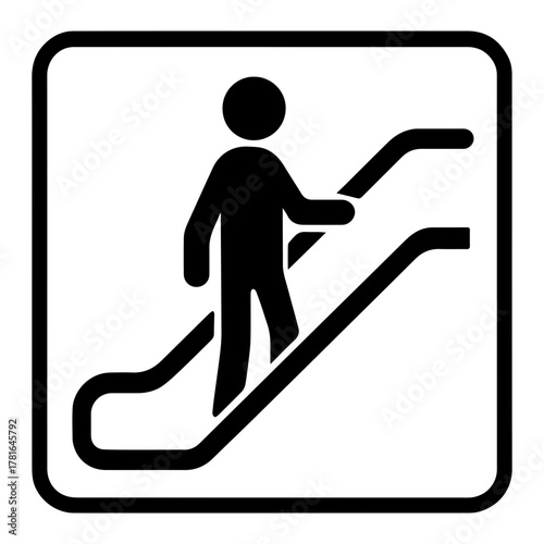 Hold on to handrail on escalator icon with transparent background — safety signage promoting proper escalator use and passenger safety awareness