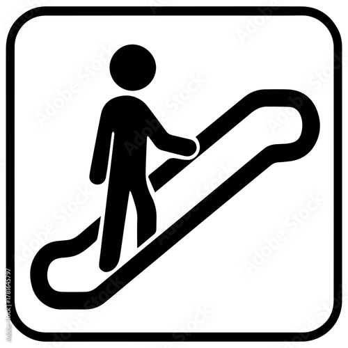 Hold on to handrail on escalator icon with transparent background — safety signage promoting proper escalator use and passenger safety awareness