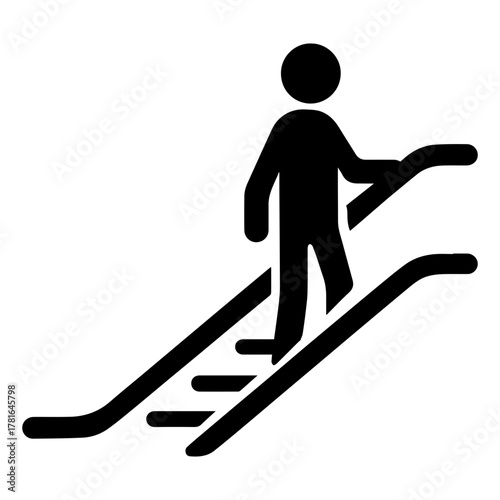 Hold on to handrail on staircase icon with transparent background — safety signage encouraging careful stair use and fall prevention in public buildings