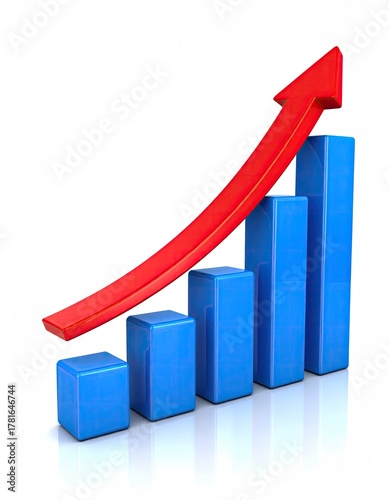 Free Download Growth Chart Upward red arrow over blue bar graph - GFXLoad