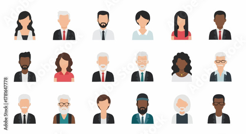 Diverse Group of People Avatars for Professional and Social Use.