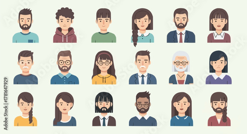 Diverse Group of People Avatars Representing Various Individuals.