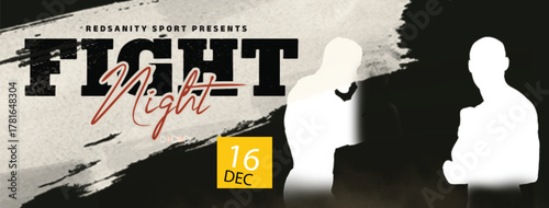 Intense fight night poster featuring two boxers