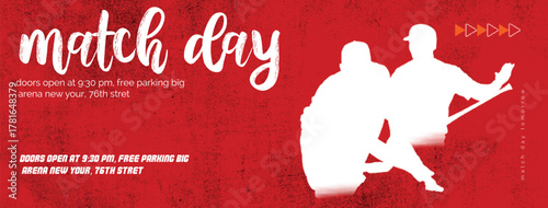 Baseball match day announcement with players and team logos