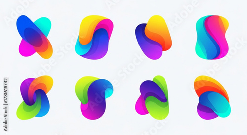 Set of vibrant and colorful gradient shapes, ideal for adding a modern and dynamic touch to your design projects
