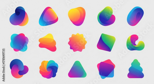 Collection of vibrant gradient shapes, perfect for adding a modern and colorful touch to your designs and branding projects