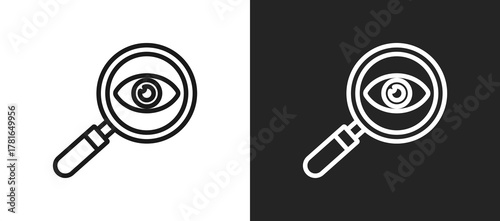 Magnifying Glass Outline Icon In Black And White Filled Style