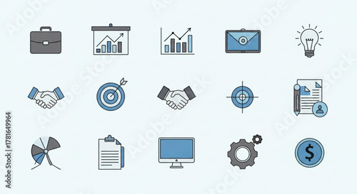 Set of 15 business icons, perfect for presentations, websites, and marketing materials to enhance visual communication