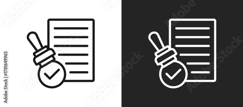 Inspection Stamp Outline Icon In Black And White Filled Style