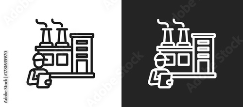Factory Inspection Outline Icon In Black And White Filled Style