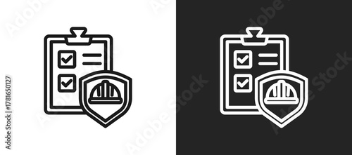 Safety Protocols Outline Icon In Black And White Filled Style