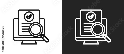 Inspection Monitor Outline Icon In Black And White Filled Style