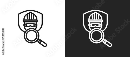 Safety Gear Inspection Outline Icon In Black And White Filled Style