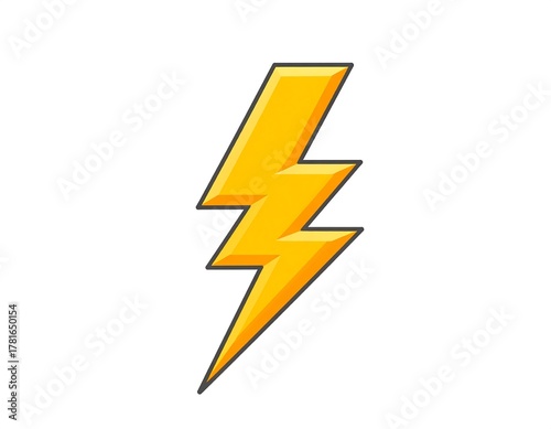 Free Download Bright yellow lightning bolt illustration with a dark gray outline, on white - GFXLoad