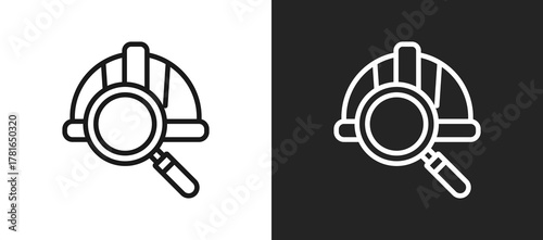Inspection Helmet Outline Icon In Black And White Filled Style
