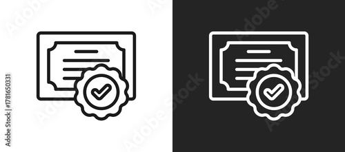 Inspection Certificate Outline Icon In Black And White Filled Style