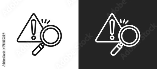 Inspection Warning Outline Icon In Black And White Filled Style