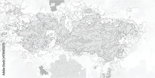 Abstract topographic contour background with dotted line texture in gray shades. Minimal geographic pattern useful for modern map design, digital artwork, or wallpaper.
