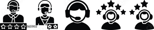 Customer support icon Customer support representative icon call center agent Customer Care Service and Support Icon - Flat Vector Person Avatar With Headphone for Helpline 