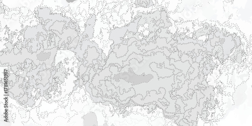 Abstract topographic contour background with dotted line texture in gray shades. Minimal geographic pattern useful for modern map design, digital artwork, or wallpaper.