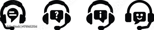 Customer information icon online support assistance icon vector set virtual customer service agent helping technical solution client care signs illustration
